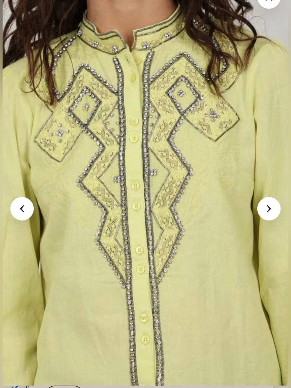 Anthropologie Pale Lemon Beaded Mandarin-Collar Jacket